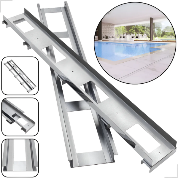 Ralo Linear Oculto Inox 100cm Canaleta Invisível Para Piscina