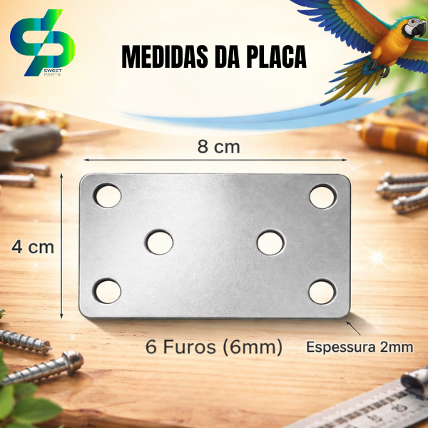 Kit 10 Placas Para União e Fixação Reta